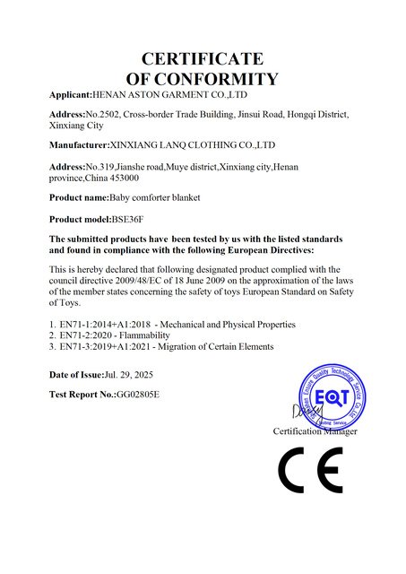 Certificate of Conformity (CE) certificate