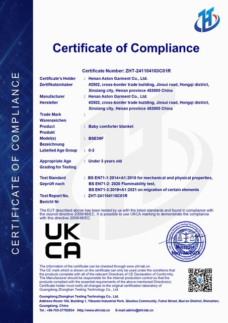 Certificate of Compliance (UKCA) certificate