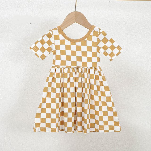 Bamboo Checkered Baby Dress BD88F view 2