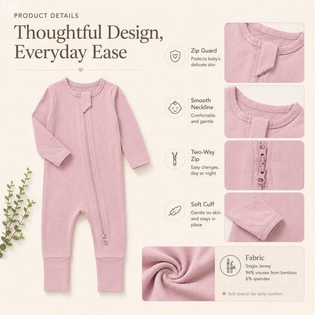 Bamboo Zip Sleepsuit BR161 view 9