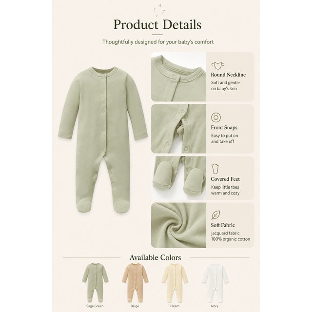 Interlock Footed Sleepsuit BR174 view 9