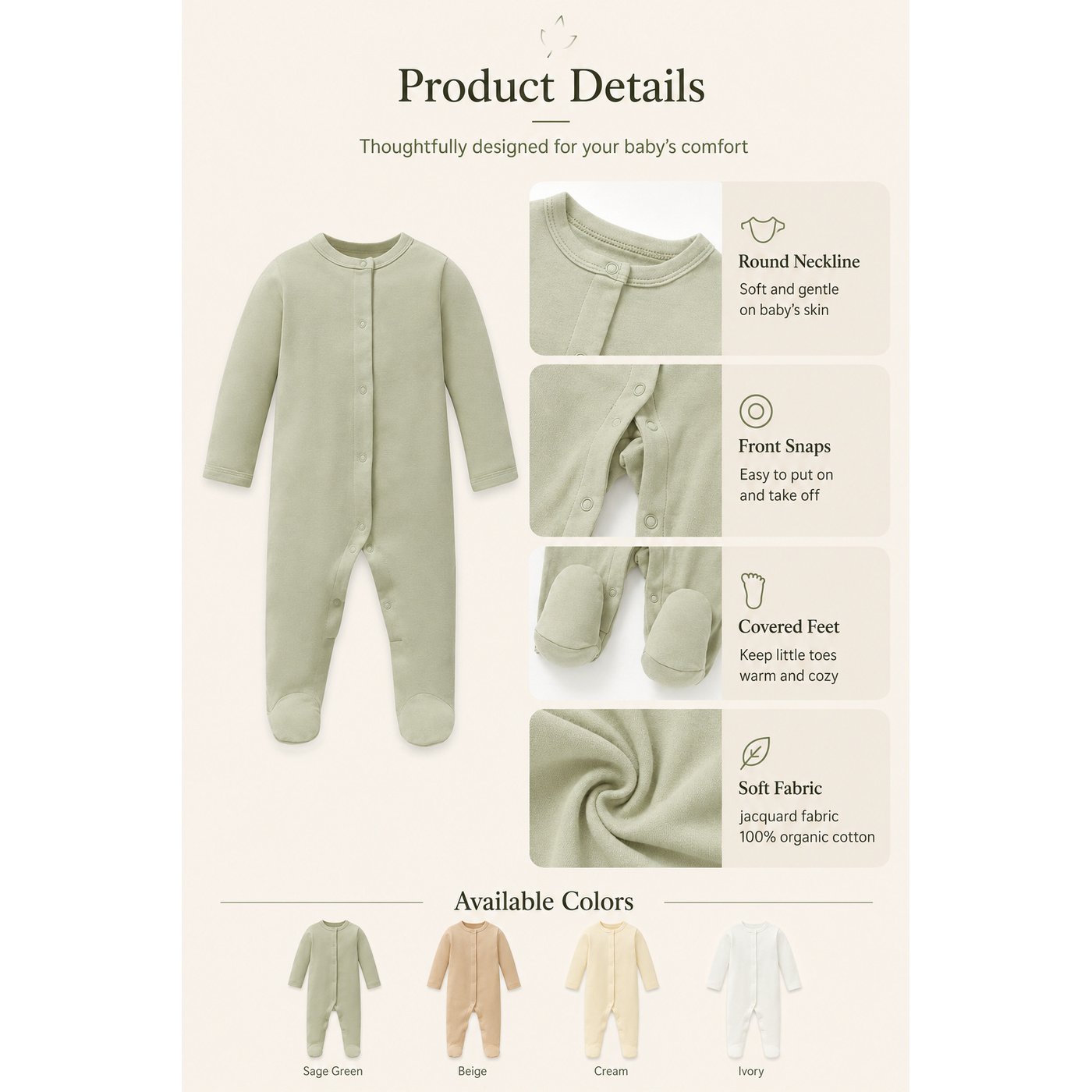 Interlock Footed Sleepsuit BR174 — view 9