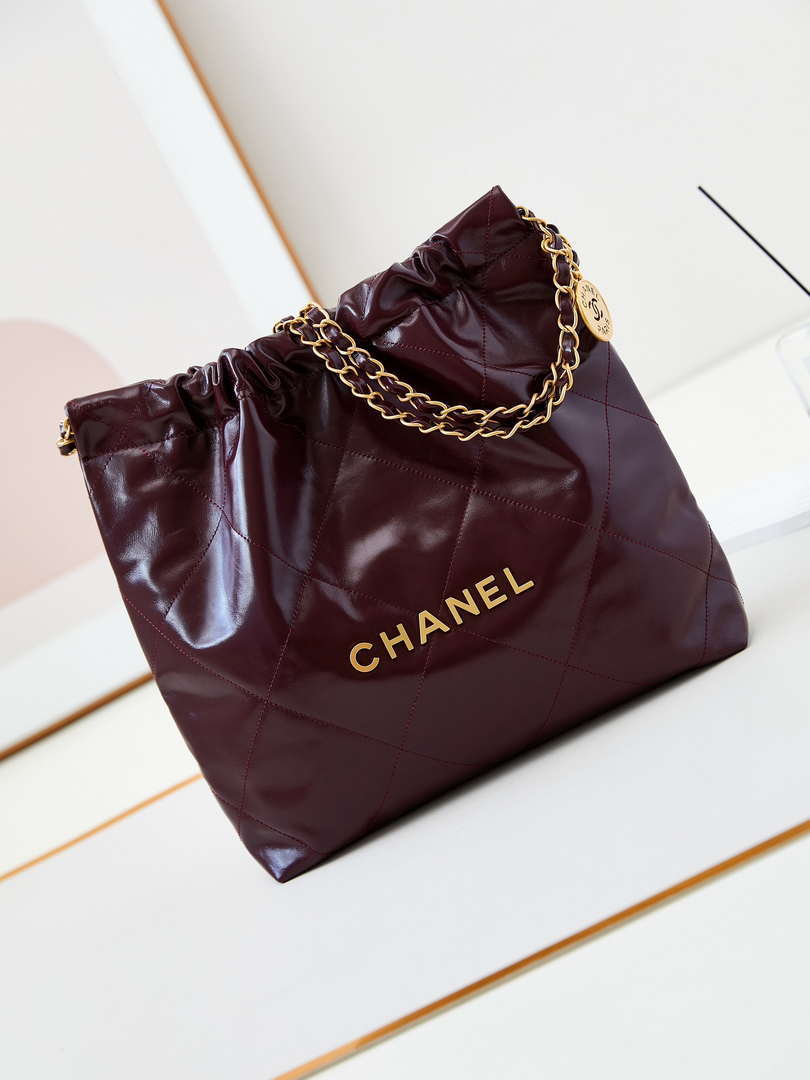 Chanel 22 AS3260 Small Bag Dark Red Gold