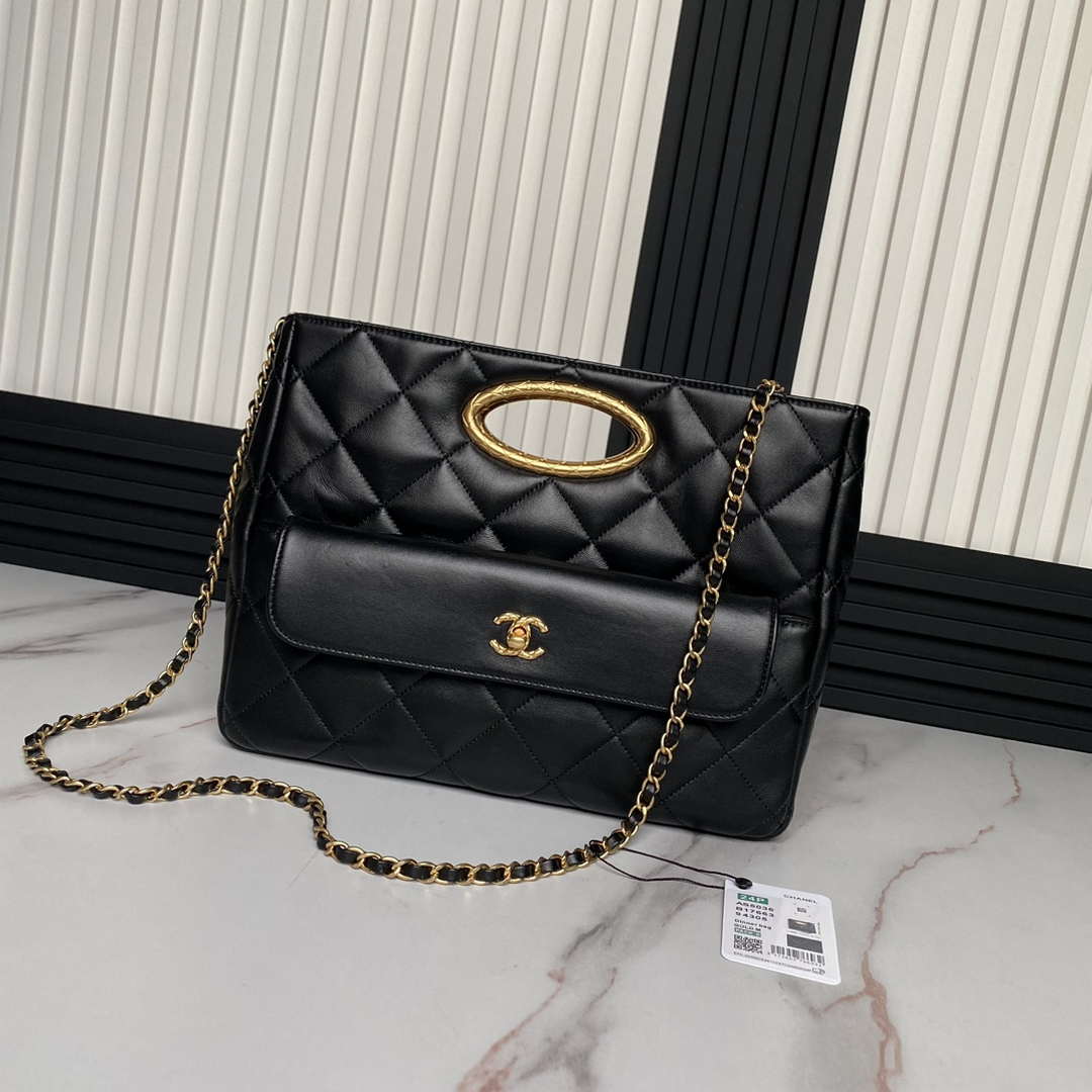 Chanel 25C AS5036 Small Tote Lambskin Black