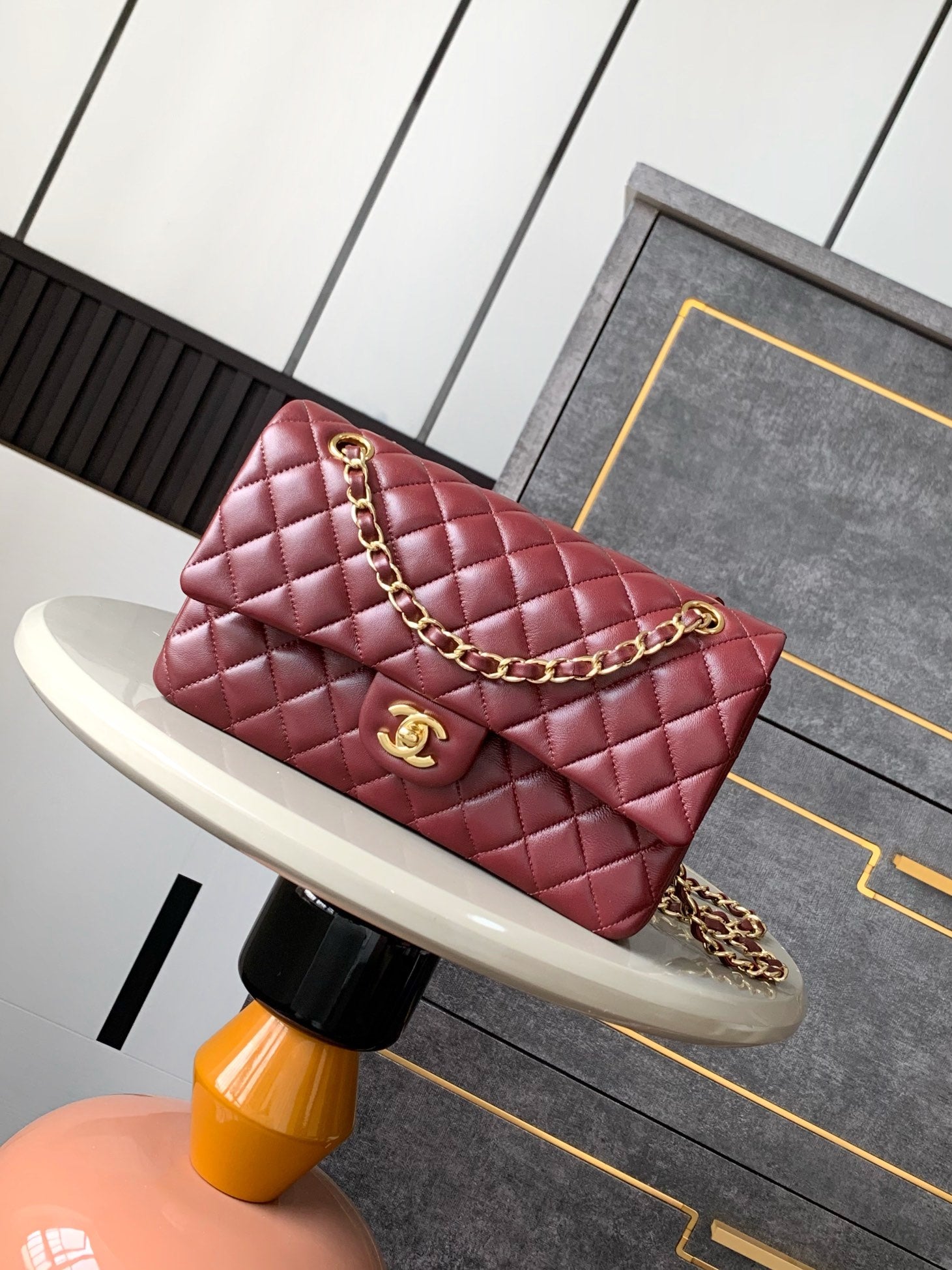 Chanel A01112 Flap Classic 11.12 Bag Lambskin Wine Red