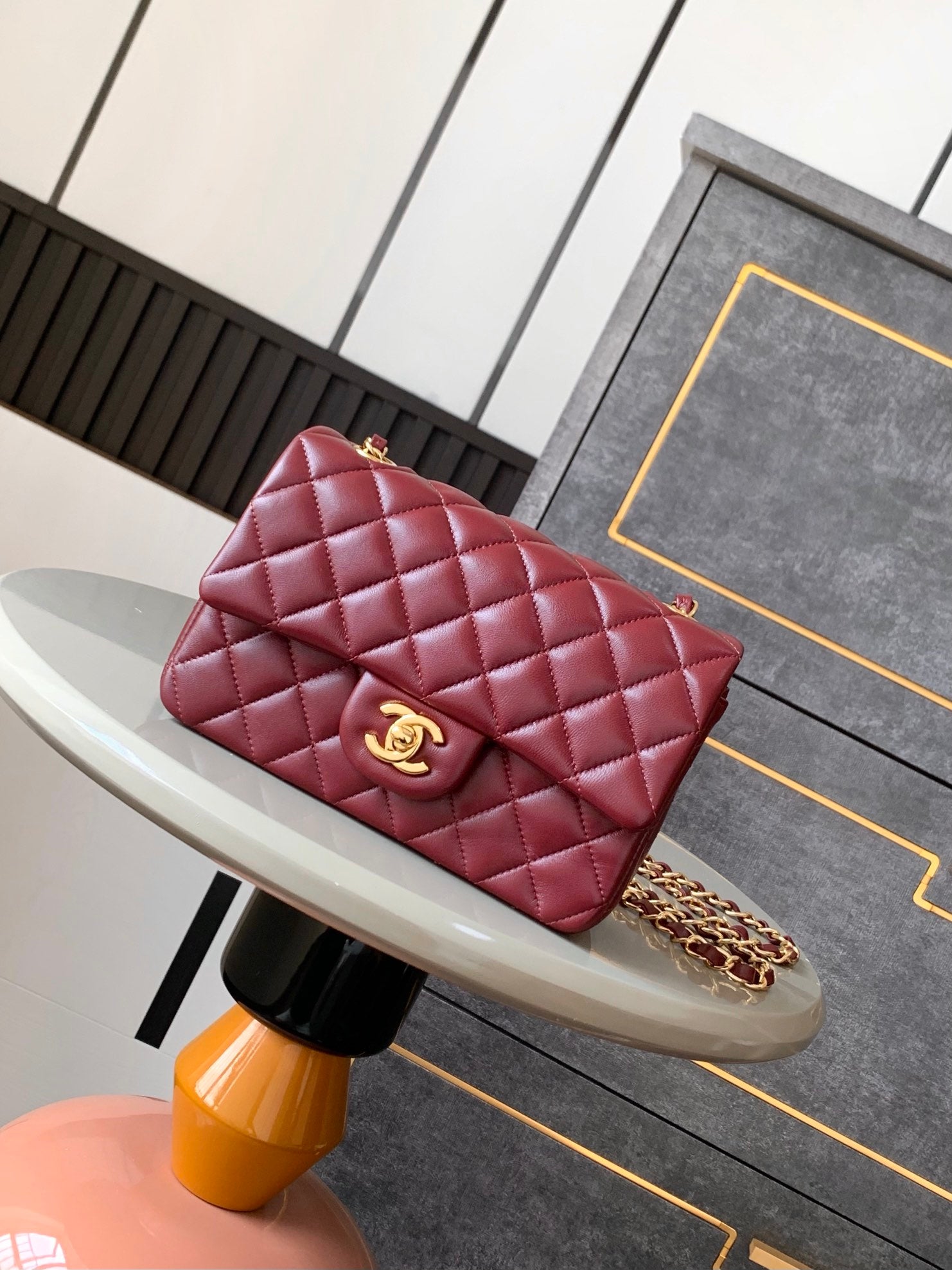 Chanel A69900 Mini Flap Bag Lambskin AS1116 Wine Red