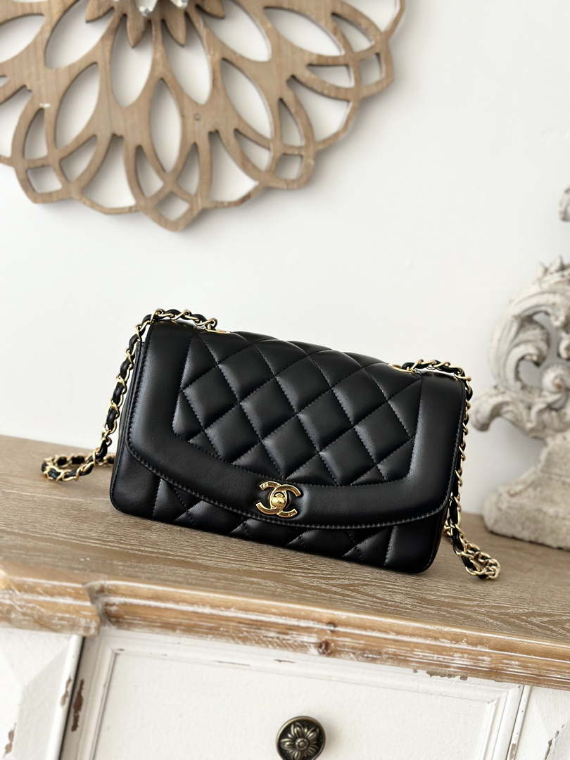 Chanel AS2221 Flap Bag with Chain Lambskin Black