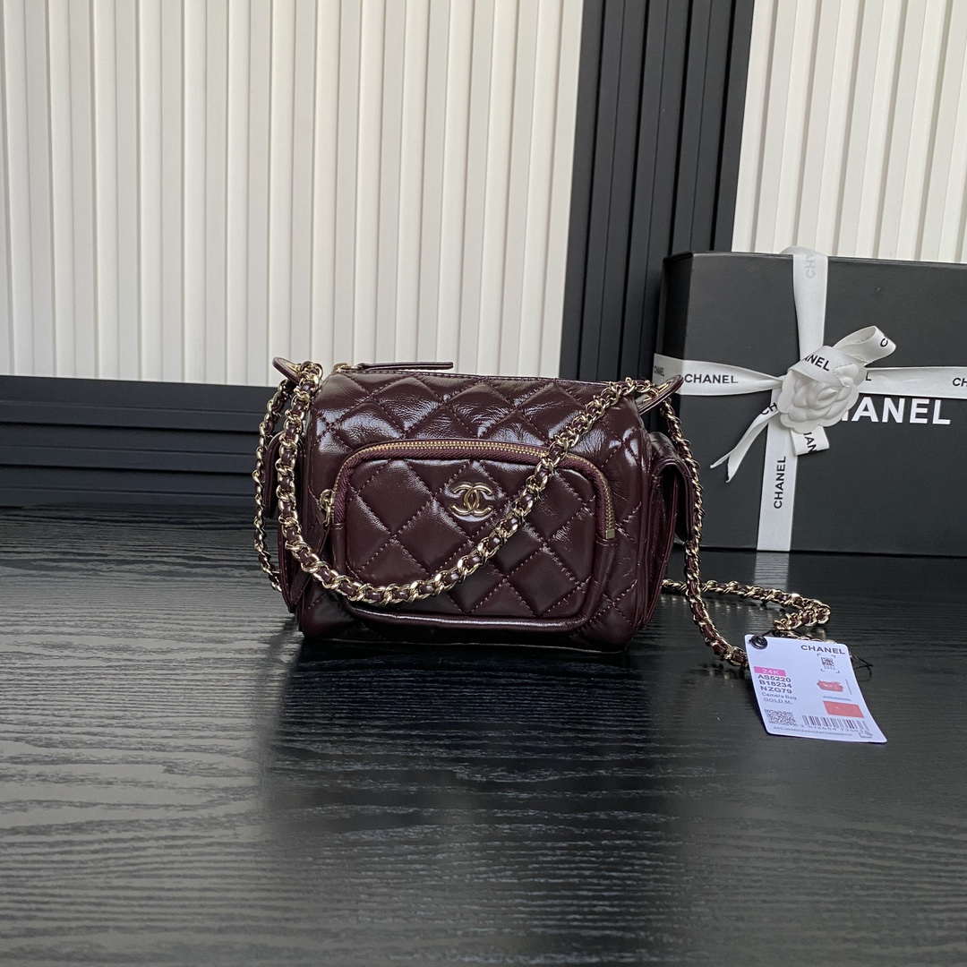 Chanel AS5220 Small Camera Case Bag Dark Red