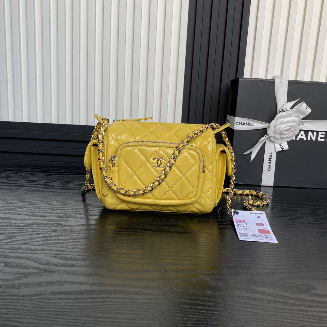 Chanel AS5220 Small Camera Case Bag Yellow