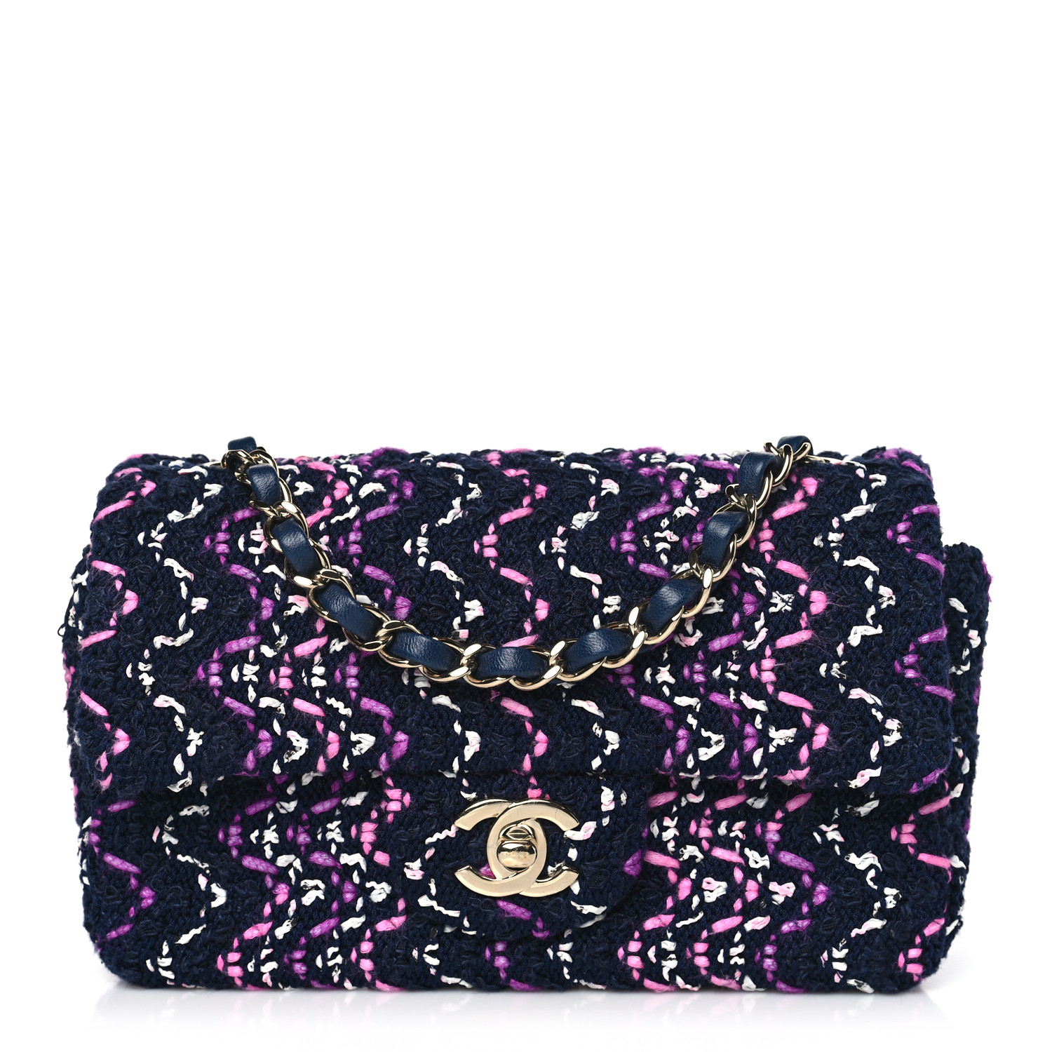 Chanel Cotton Mini Rectangular Flap Purple Multicolor