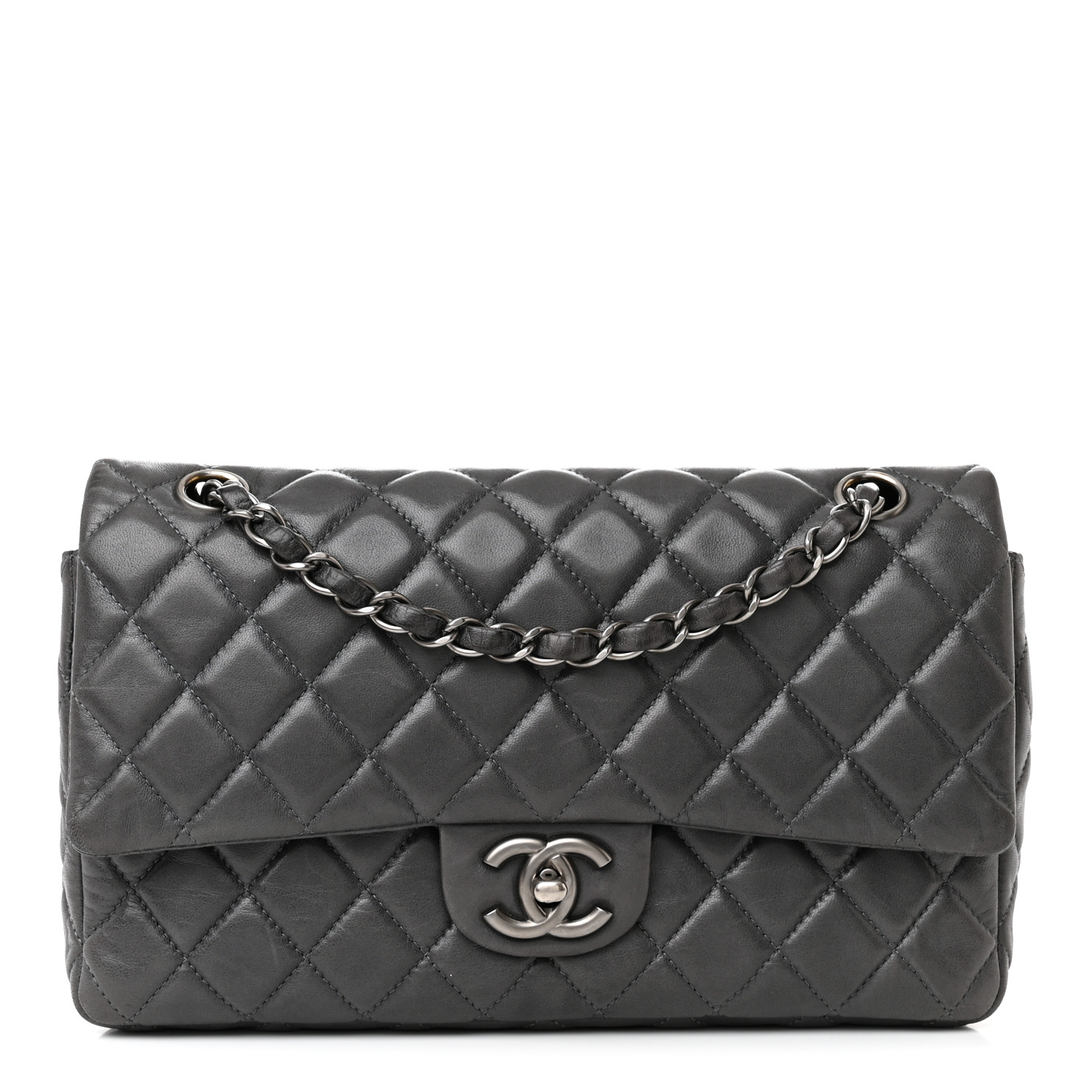 Chanel Medium Double Flap Dark Grey