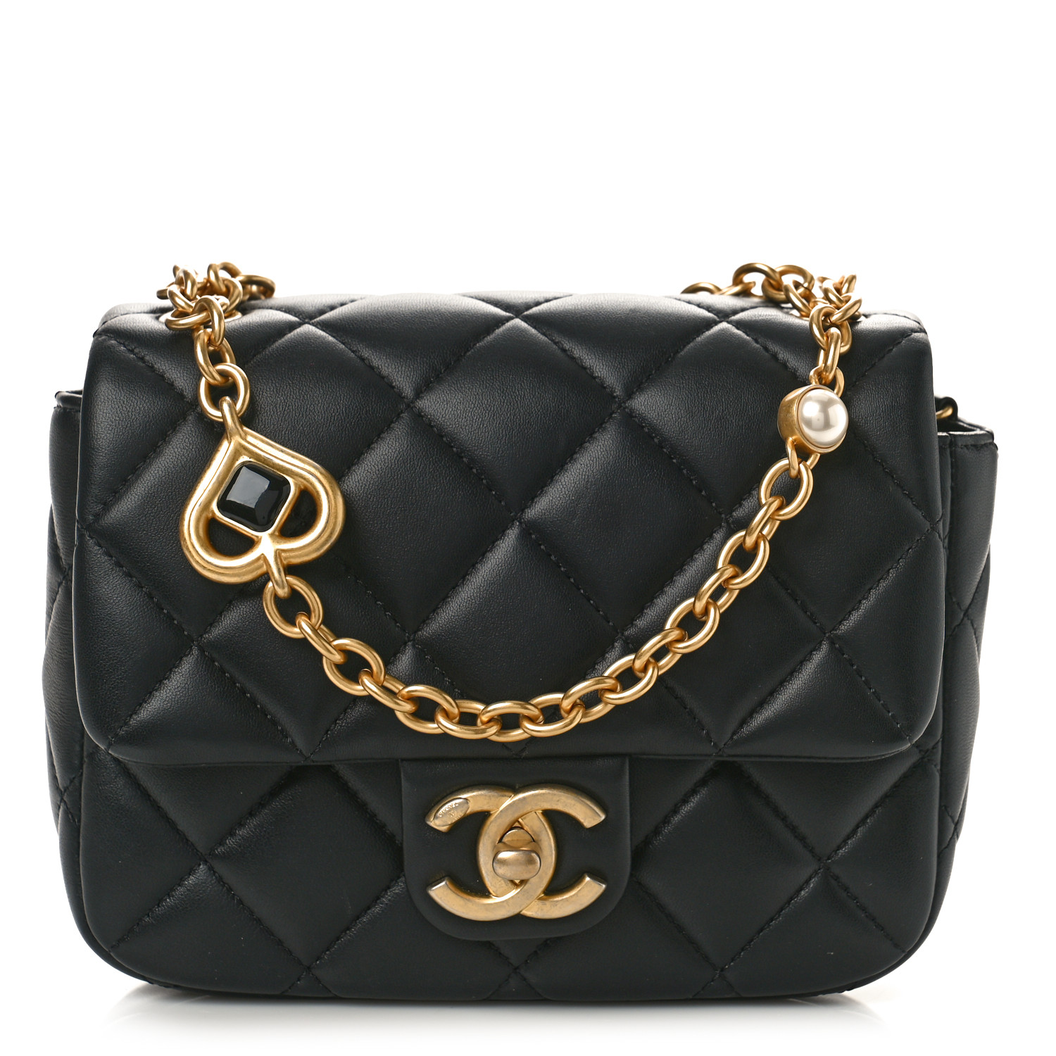 Chanel Mini Charm Me Square Flap Black