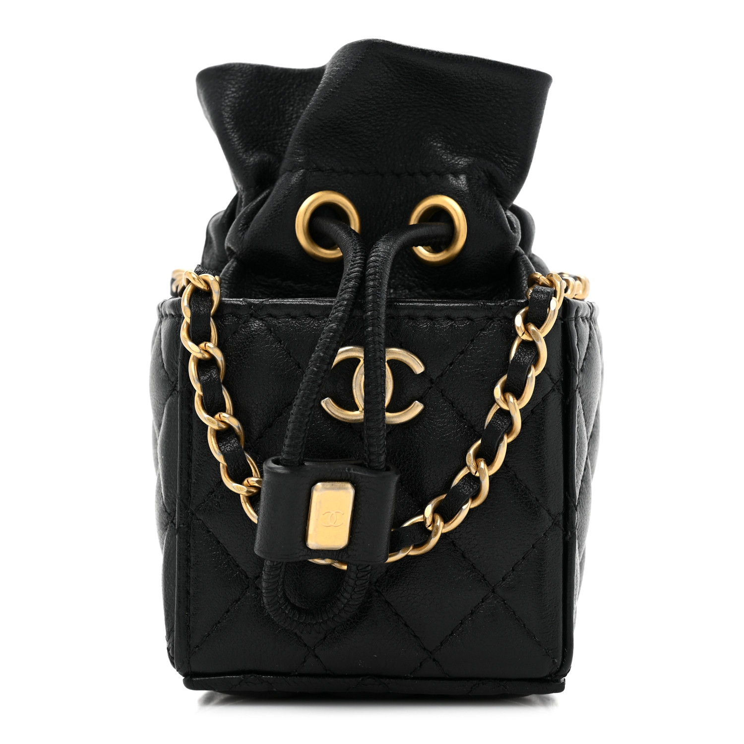 Chanel Mini Drawstring Bucket Bag Black