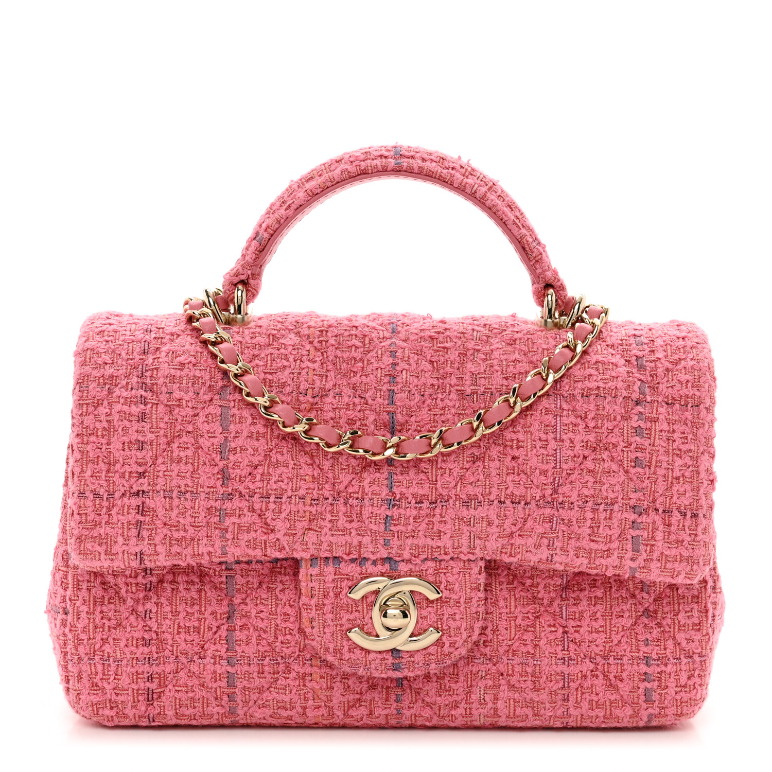 Chanel Mini Top Handle Rectangular Flap Dark Pink