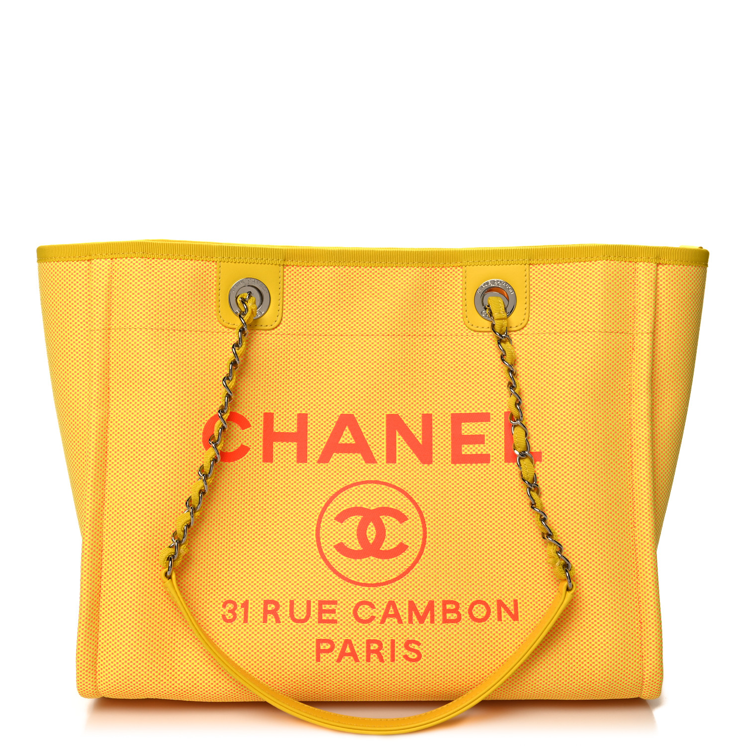 Chanel Small Deauville Tote Yellow Orange