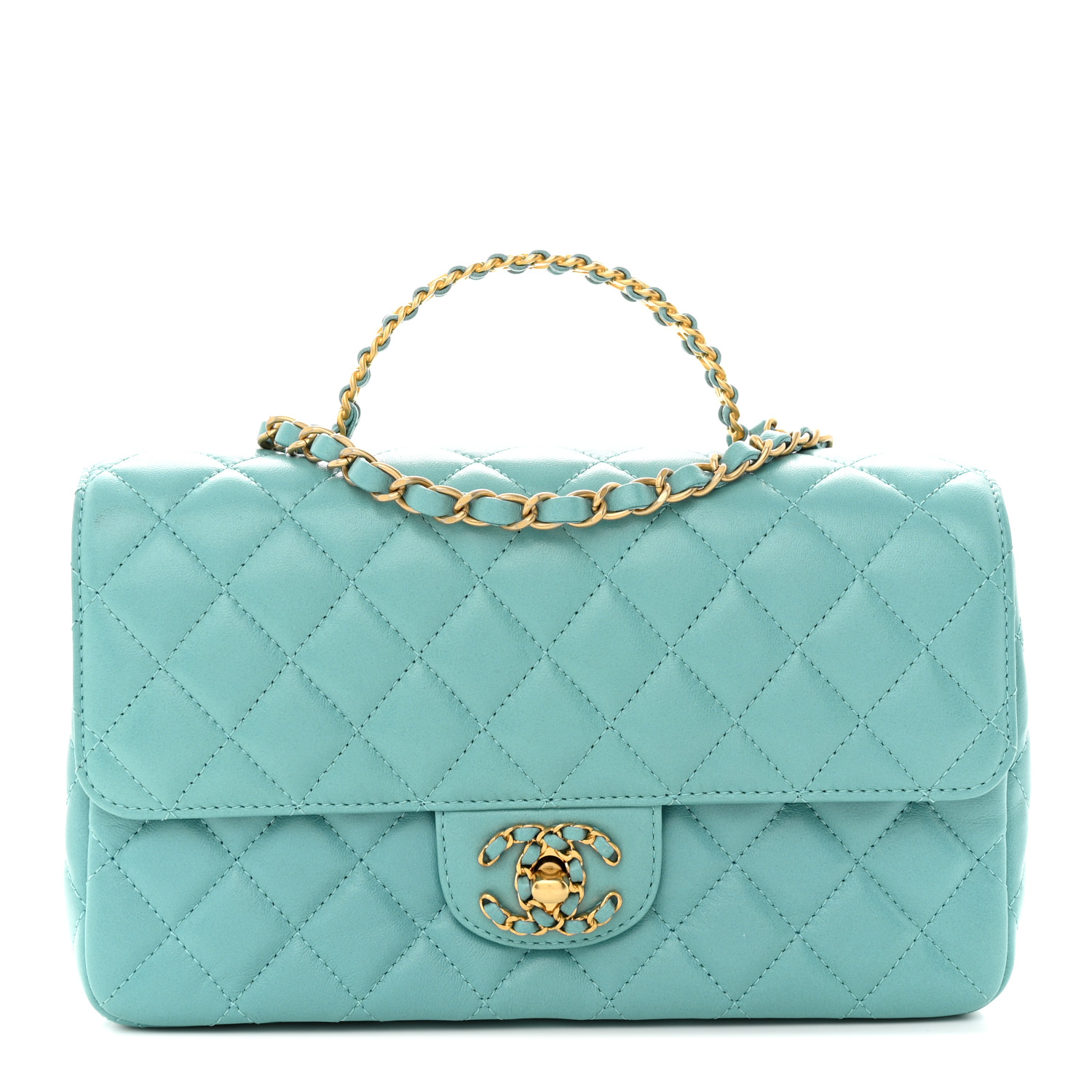 Chanel Small Strass On Top Flap Bag Light Blue