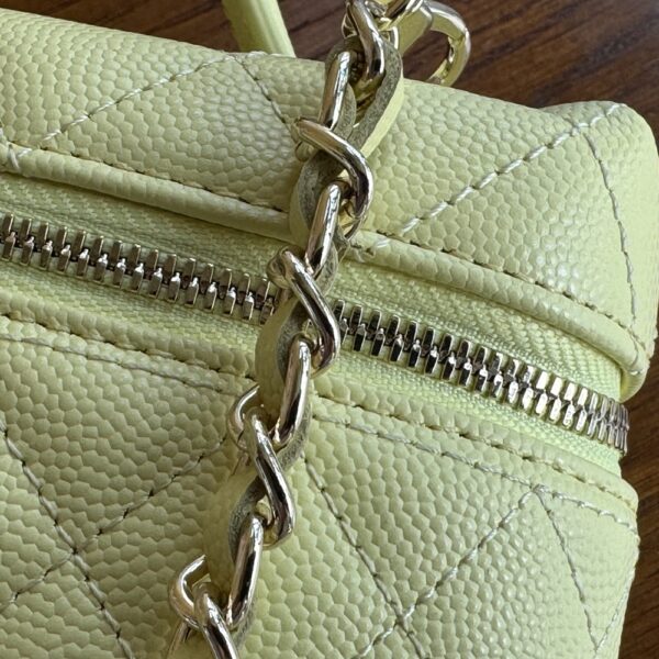 Women Fashion Long Vanity Case Grained Calfskin Yellow