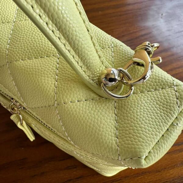 Women Fashion Long Vanity Case Grained Calfskin Yellow