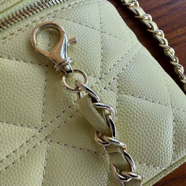 Women Fashion Long Vanity Case Grained Calfskin Yellow